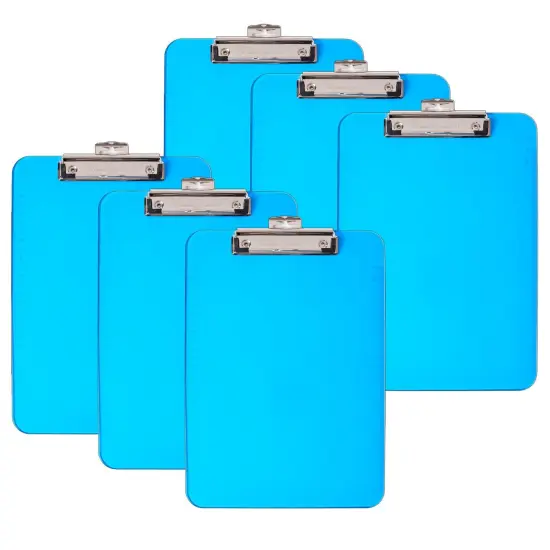 Plastic Clipboard, Letter, Neon Blue, Pack of 6 {1}