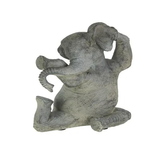 Amazingly Limber Elephant Yoga Seated Pose Tabletop Statue 9 Inches High {1}