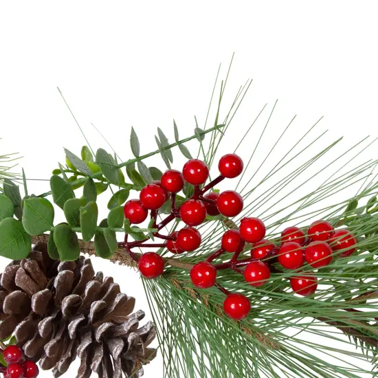 Northlight Berry Pinecones and Eucalyptus Artificial Christmas Garland - 5' x 10" - Unlit Green {4}