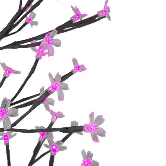 Northlight Pre-Lit Japanese Sakura Blossom Flower Artificial Tree - 25" - Pink and Purple LED Lights Black {4}
