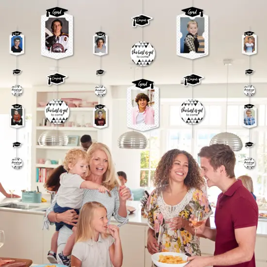 Big Dot of Happiness Black and White Graduation Party Vertical Photo Garland 35 Pieces {7}