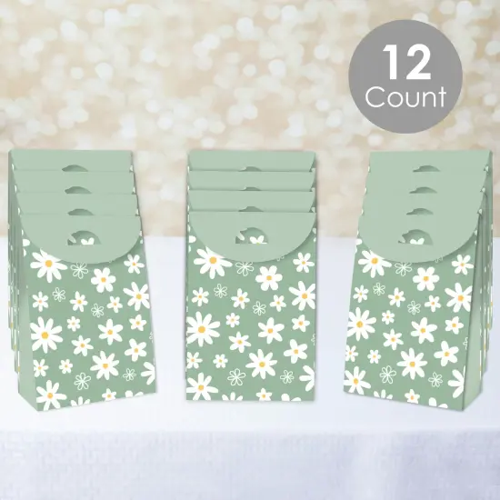 Big Dot of Happiness Sage Green Daisy Flowers - Floral Gift Favor Bags - Party Goodie Boxes - Set of 12 {3}