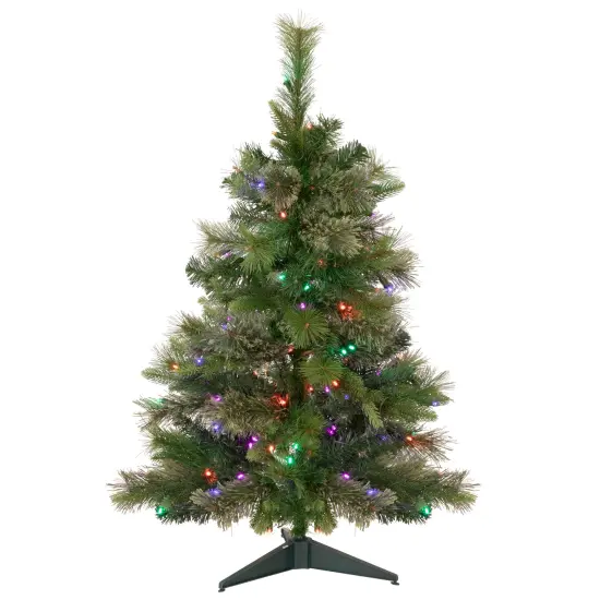 Northlight 3' Pre-Lit Kingston Cashmere Pine Full Artificial Christmas Tree, Multi LED Lights Green {1}