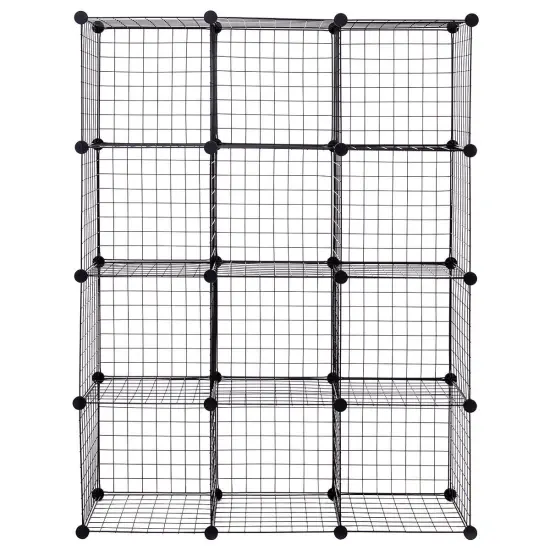 Costway 12 Cube Grid Wire Organizer Wardrobe Shelves Bookcase DIY {1}