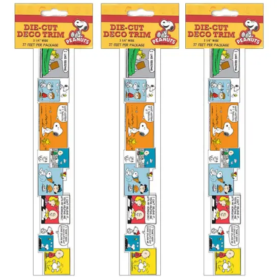 Peanuts&reg; Comic Blocks Extra Wide Die Cut Deco Trim&reg;, 37 Feet Per Pack, 3 Packs {2}