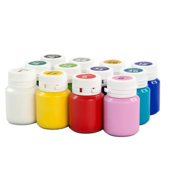 HEART Textile Acrylic Paint Set. 12 colors (20ml) and including 2 metallic by Rosa Talent {3}
