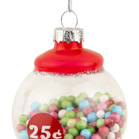 Northlight 4" Retro Gumball Machine Glass Christmas Ornament Red {7}