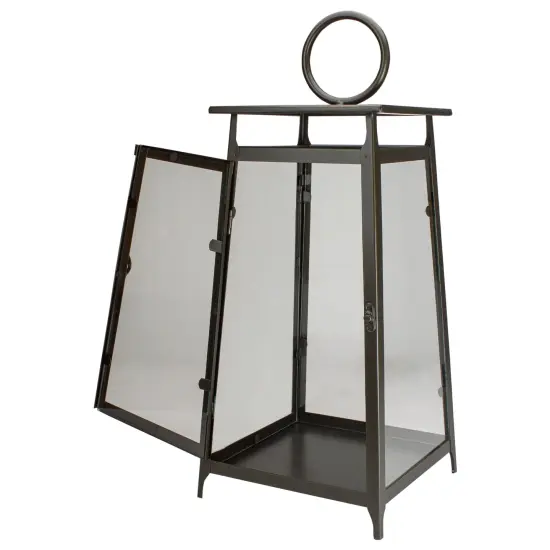 Melrose 20" Brown Rustic Candle Lantern With a Latch Hook Lock Tabletop Decor {6}