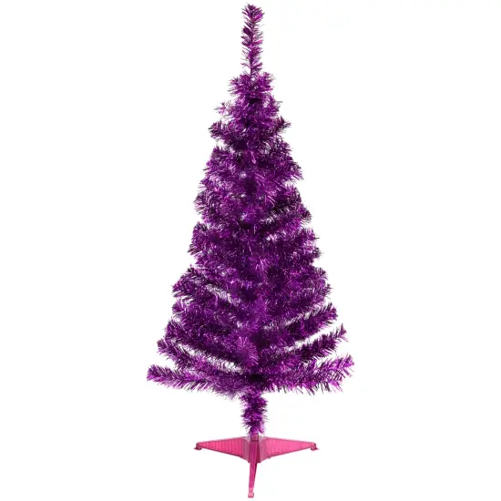 Northlight Artificial Tinsel Christmas Tree - 4' -Purple - Unlit {3}