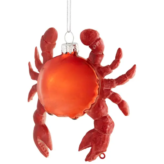 Northlight Shelled Crab Glass Christmas Ornament - 4" - Red {4}
