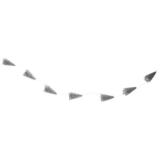 Northlight LED Lighted Battery Operated Mini Sisal Tree Christmas Garland - 8' - Warm White Silver {4}