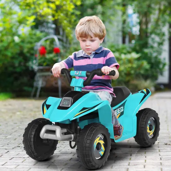 6V Kids Electric 4 Wheels Ride-On Toy with Wear-Resistant Wheels for Indoor Outdoor Use Blue {2}