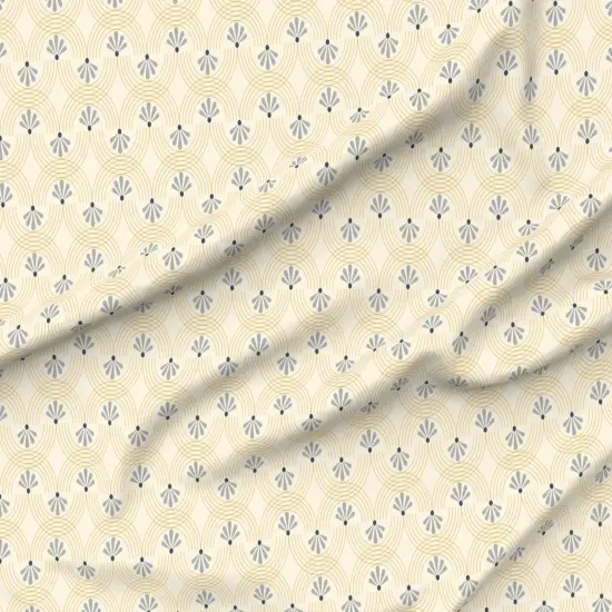 Various Fabrics by the Yard or Fat Quarter Retro Floral Yellow Swirls Blue Gray Deco Flowers Custom Printed Fabric by Spoonflower {6}