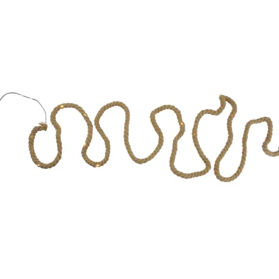 Kurt Adler LED Lighted Cotton Rope with Timer Function - Warm White- 9.8 feet Brown {3}