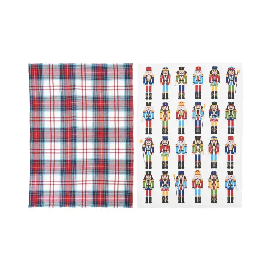 Nutcracker Plaid Printed & Woven Kitchen Towel Set of 2 {5}