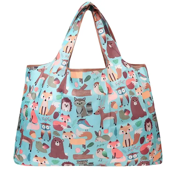 Wrapables Large Foldable Tote Nylon Reusable Grocery Bag Wilderness Animals {2}
