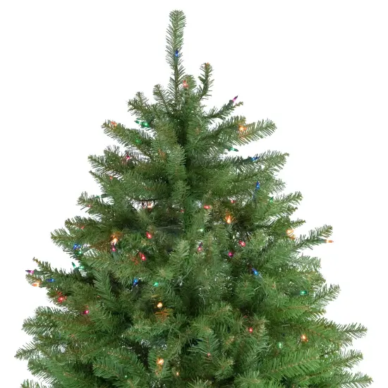Northlight 9' Pre-Lit Rockwood Pine Artificial Christmas Tree, Multi Lights Green {6}