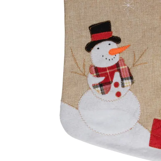 Northlight 19" Beige and Red Burlap "Let It Snow" Snowman Christmas Stocking {4}