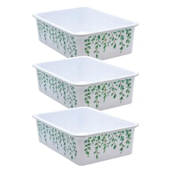 Eucalyptus Large Plastic Storage Bin, Pack of 3 {1}
