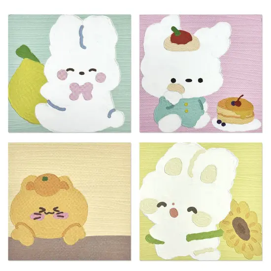 Wrapables Bunnies & Kitties Sticky Notes, Adhesive Memo Notepads for Home, Office, Work (Set of 4) {1}