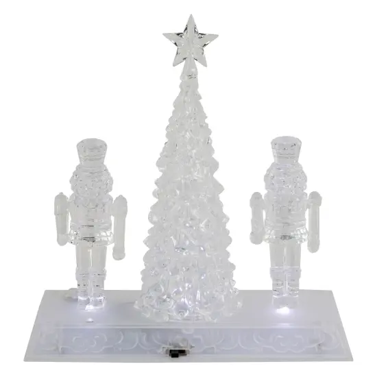 Northlight LED Lighted Icy Crystal Nutcracker and Christmas Tree Decoration - 9" - White Lights Clear {7}