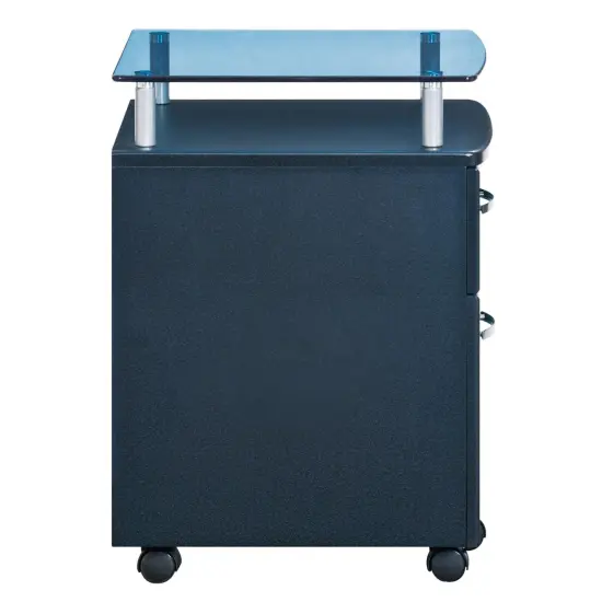 Techni Office Solutions 24" Blue and Clear Durable Rectangular Rolling File Cabinet {7}