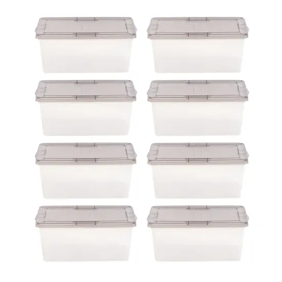IRIS USA 8 Pack 17 Quart Snap Top Plastic Storage Box {1}