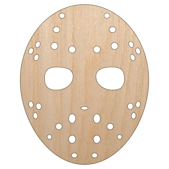 Hockey Mask Goalie Scary Halloween Unfinished Wood Shape Piece Cutout for DIY Craft Projects {2}