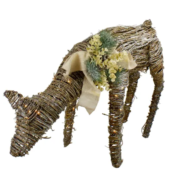 Northlight 38" LED Drinking Rattan Deer Fawn Christmas Yard Decorations Brown {3}