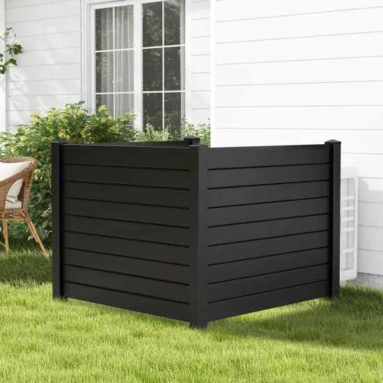 Costway 2 PCS 48"L x 37.5"H Air Conditioner Fence Screen Panel Kit with 3 Ground Stakes Black/White {5}