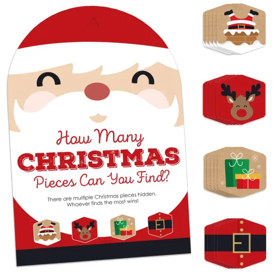 Big Dot of Happiness Jolly Santa Claus - Christmas Party Scavenger Hunt - 1 Stand and 48 Game Pieces - Hide and Find Game {1}