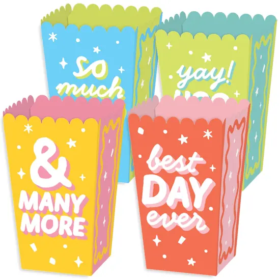 Big Dot of Happiness Party Time - Happy Birthday Party Favor Popcorn Treat Boxes - Set of 12 {1}