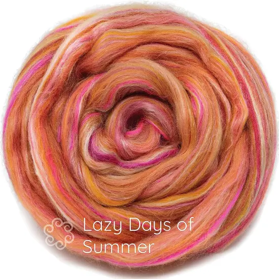 Silk Merino Blended Roving. Soft Combed Top Fiber for Spinning, Felting, & Fiber Arts. Lazy Days of Summer {1}