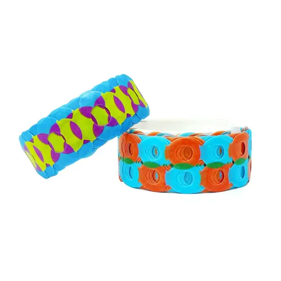Wrapables Bright Geometric Design Hollow Washi Masking Tape 4M Length Total (Set of 2) Circle & Bubbles {2}