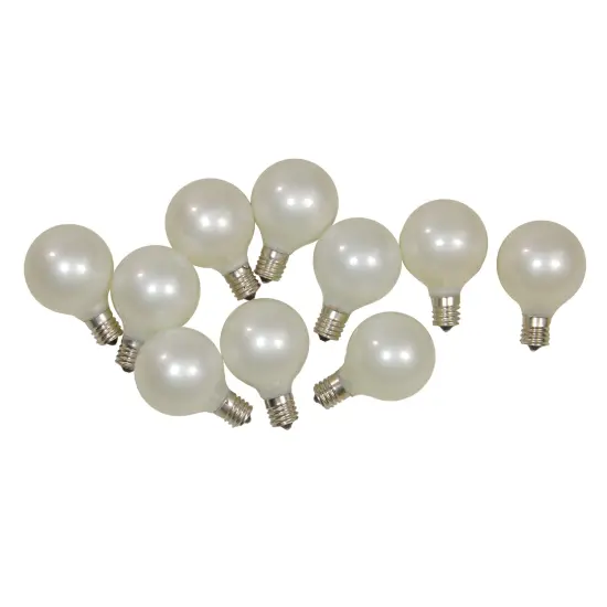 Northlight Pack of 10 Pearl White G50 Globe Replacement Christmas Bulbs {3}