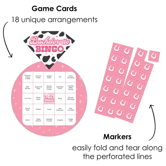 Big Dot of Happiness Last Rodeo - Bar Bingo Cards and Markers - Pink Cowgirl Bachelorette Party Shaped Bingo Game - Set of 18 {3}