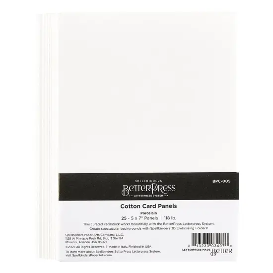 Spellbinders BetterPress Letterpress A7 Cotton Card Panels-Porcelain 25/Sheets {1}
