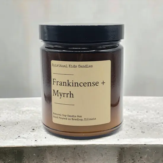 Frankincense & Myrrh 8oz Glass Jar Candle Hand Poured with All Natural Soy Wax and Fragrant/ Essential Oils {3}