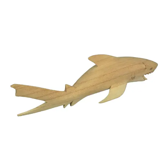 12" Hand Carved Great White Shark Wooden Sculpture &ndash; Nautical Ocean Decor {4}