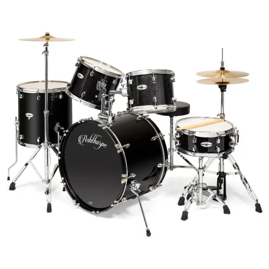 Ashthorpe 5-Piece Full Size Adult Drum Set with Remo Heads & Premium Brass Cymbals - Complete Professional Percussion Kit with Chrome Hardware {7}