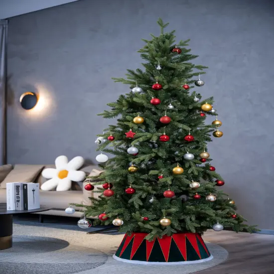 Northlight 25" Red and Green Drum with White Trim Christmas Tree Collar {7}