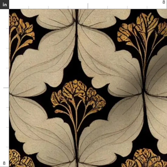 Various Fabrics by the Yard or Fat Quarter Victorian Flowers Art Nouveau Moody Botanical Art Deco William Morris Inspired Leaves Black Beige Custom Printed Fabric by Spoonflower {4}