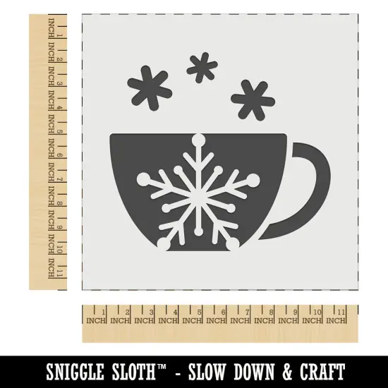 Tea Coffee Cup Snowflake Details Winter Wall Cookie DIY Craft Reusable Stencil {1}