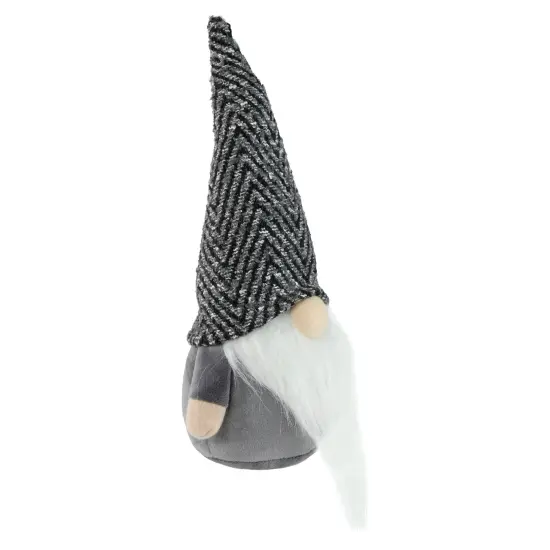 Northlight Standing Gnome with Chevron Hat Christmas Figure - 12" - Gray and White {3}