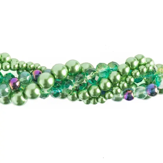 Crystal Lane DIY Green Hydrangea Twisted Glass & Pearls Beads, 5 Strands {1}