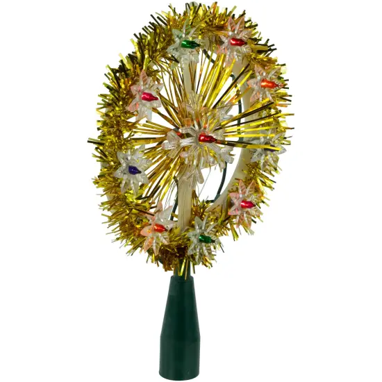 Northlight 7" Pre-Lit Gold Snowflake Starburst Christmas Tree Topper - Clear Lights {4}