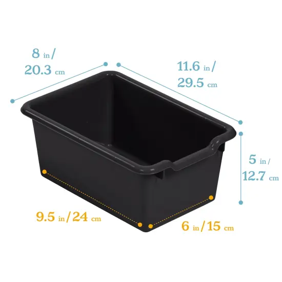 Scoop Front Storage Bins, Multipurpose Organization, 5-Pack Black {2}