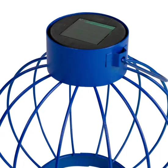 Northlight 6.5" Blue Outdoor Hanging LED Solar Lantern with Handle {6}