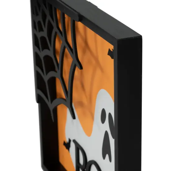 Northlight Ghost and Spider Web "Boo" Halloween Wall Sign - 9.75" Black {5}