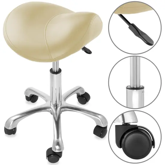 Saloniture Professional Ergonomic Saddle Stool - Adjustable Hydraulic Seat, Rolling Spa Salon, Massage, and Medical Office Chair with Swivel Wheels {4}